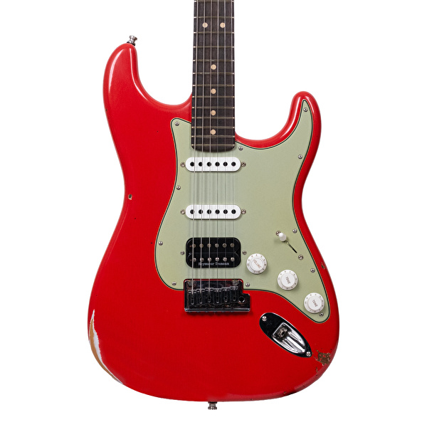 Fender Custom Shop Custom Deluxe Stratocaster HSS Relic Aged Fiesta Red Elektro Gitar
